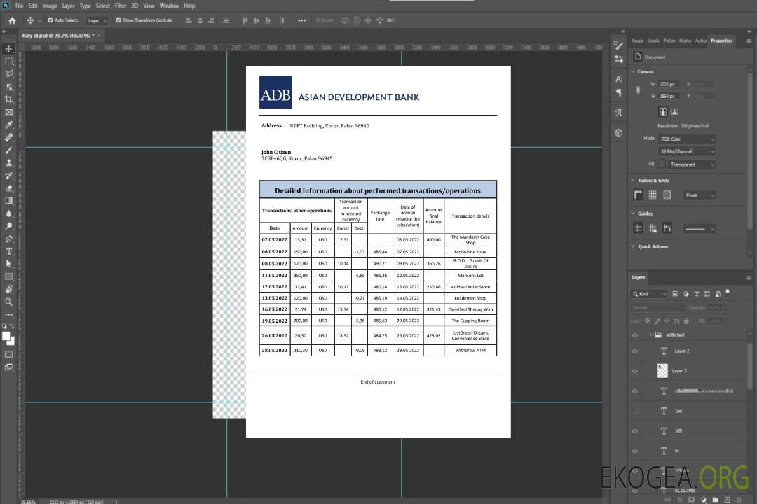 Relevé bancaire de la BAD aux Palaos template Relevé bancaire de la BAD aux Palaos template